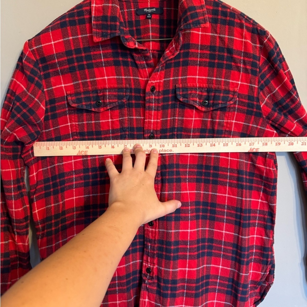 Madewell Red and Black Plaid Flannel Button-Up Shirt - Picture 8 of 10